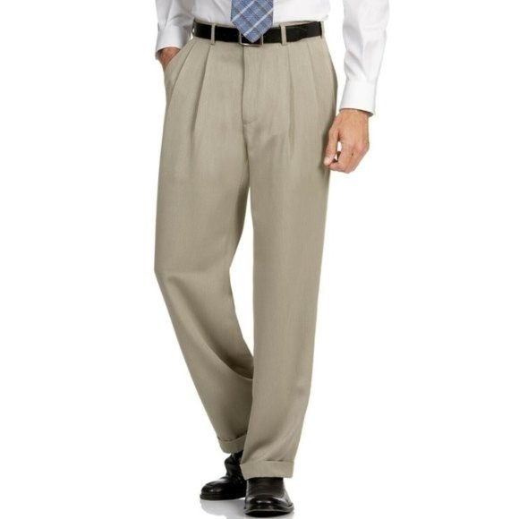 Perry Ellis Other - Perry Ellis Portfolio Mens Classic Fit Double Pleat Melange Pant 32W x 30L Taupe